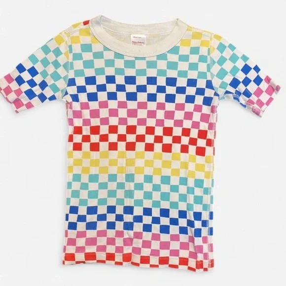 Hanna Andersson Multicolor Checkered Kids Pajama Shirt size 8 - Picture 4 of 4